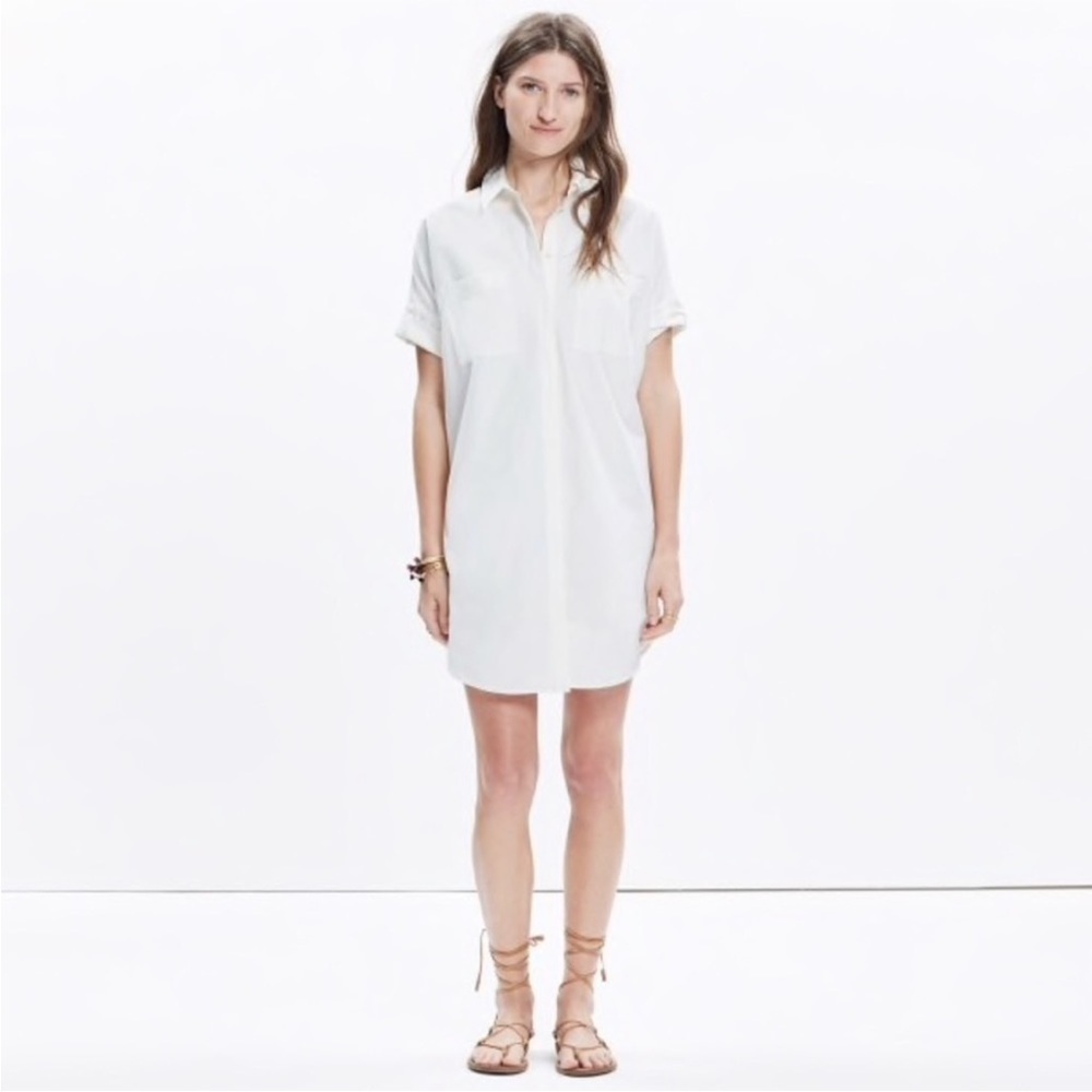 Madewell Pure White Courier Shirtdress Size XXS